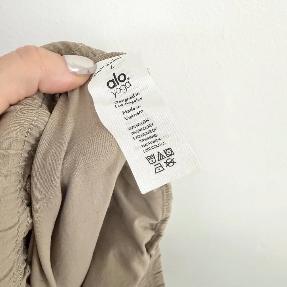 Alo Yoga Cargo Jogger Pants Taupe High Rise Drawstring Performance Large